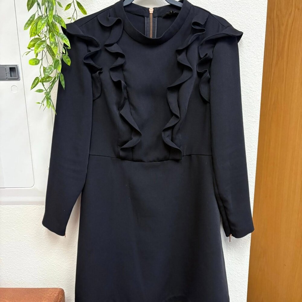 Ted Baker Black Ruffle Mini Dress